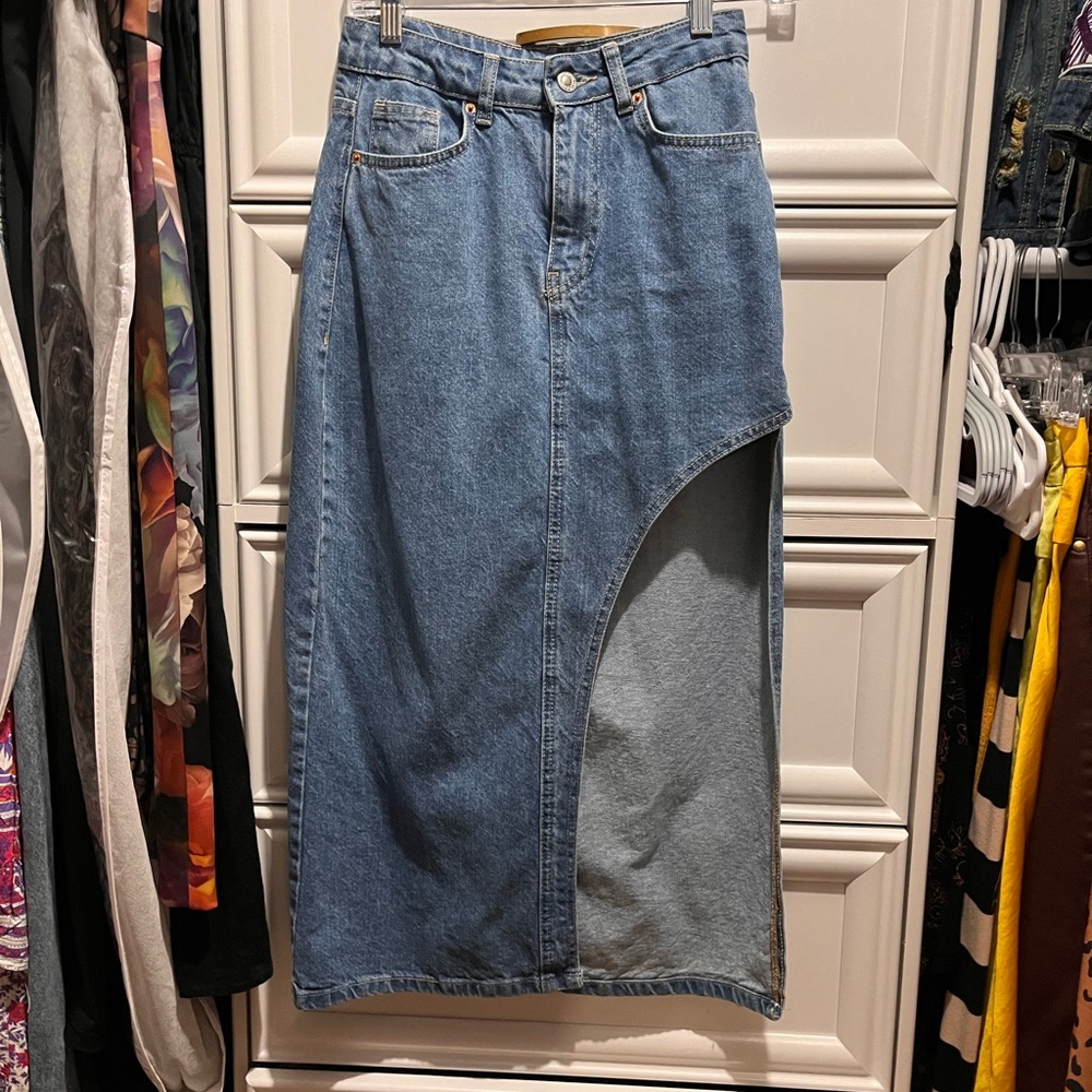 Asymmetrical Denim Skirt - Nasty Gal